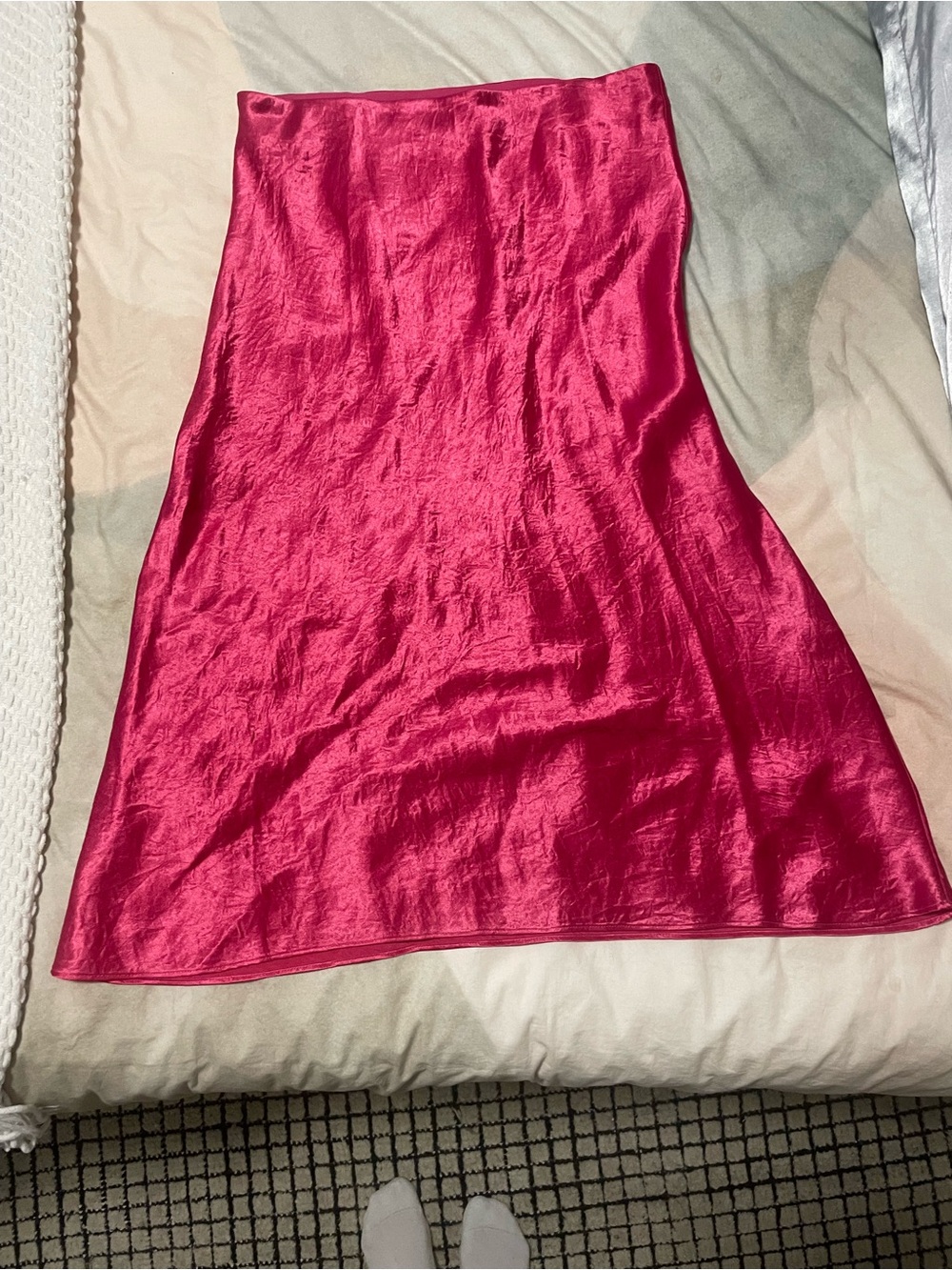 Babaton Satin Slip Skirt in Bright Pink
